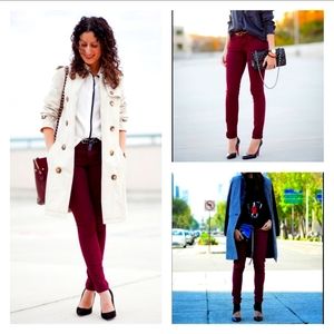 7 for all mankind skinny jeans in burgundy 28